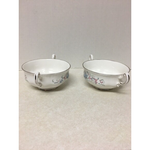 PAR AGON SET OF 2 FINE BONE CHINA ENGLAND ROMANCE DOUBLE HANDLE SOUP BOWL - Picture 1 of 7